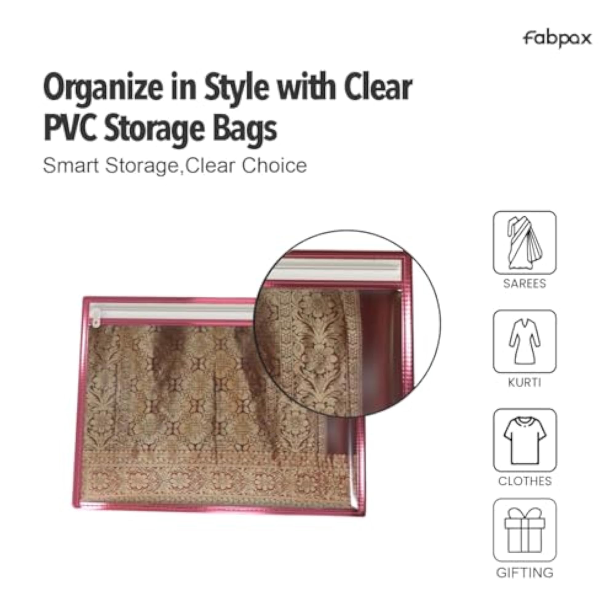 Set of 50 Transparent Saree Covers for Wardrobe Organization